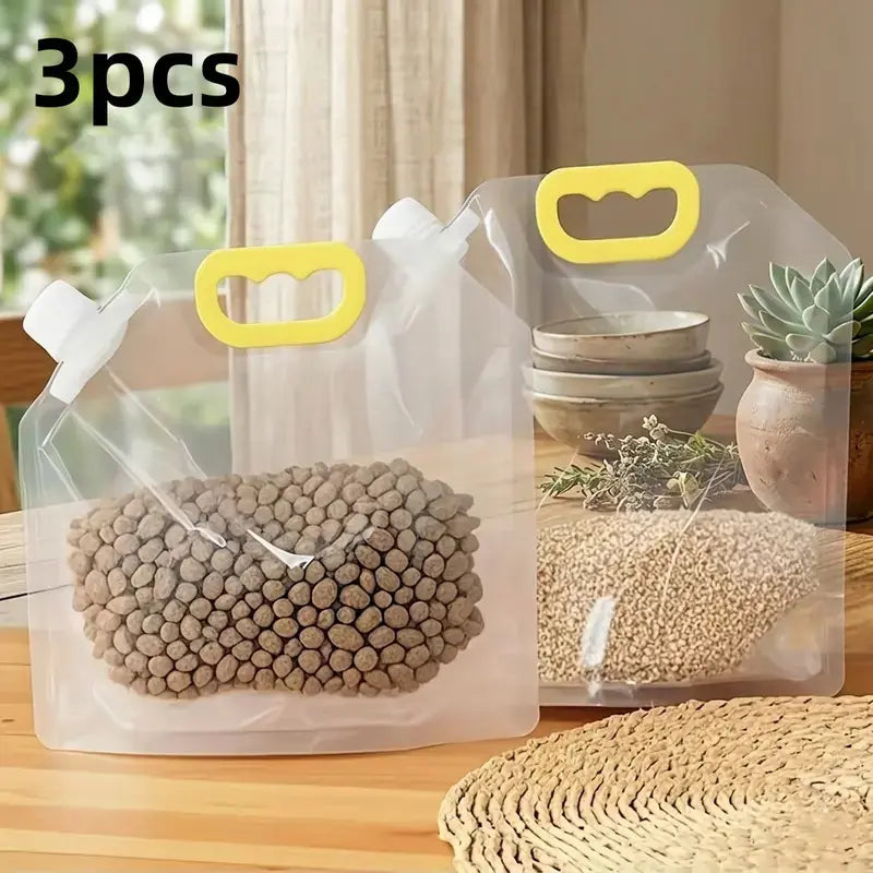 5-Pack Eco-Friendly Reusable Food Storage Bags - Leak-Proof and Moisture-Resistant Containers for Pet Kibble and Treats