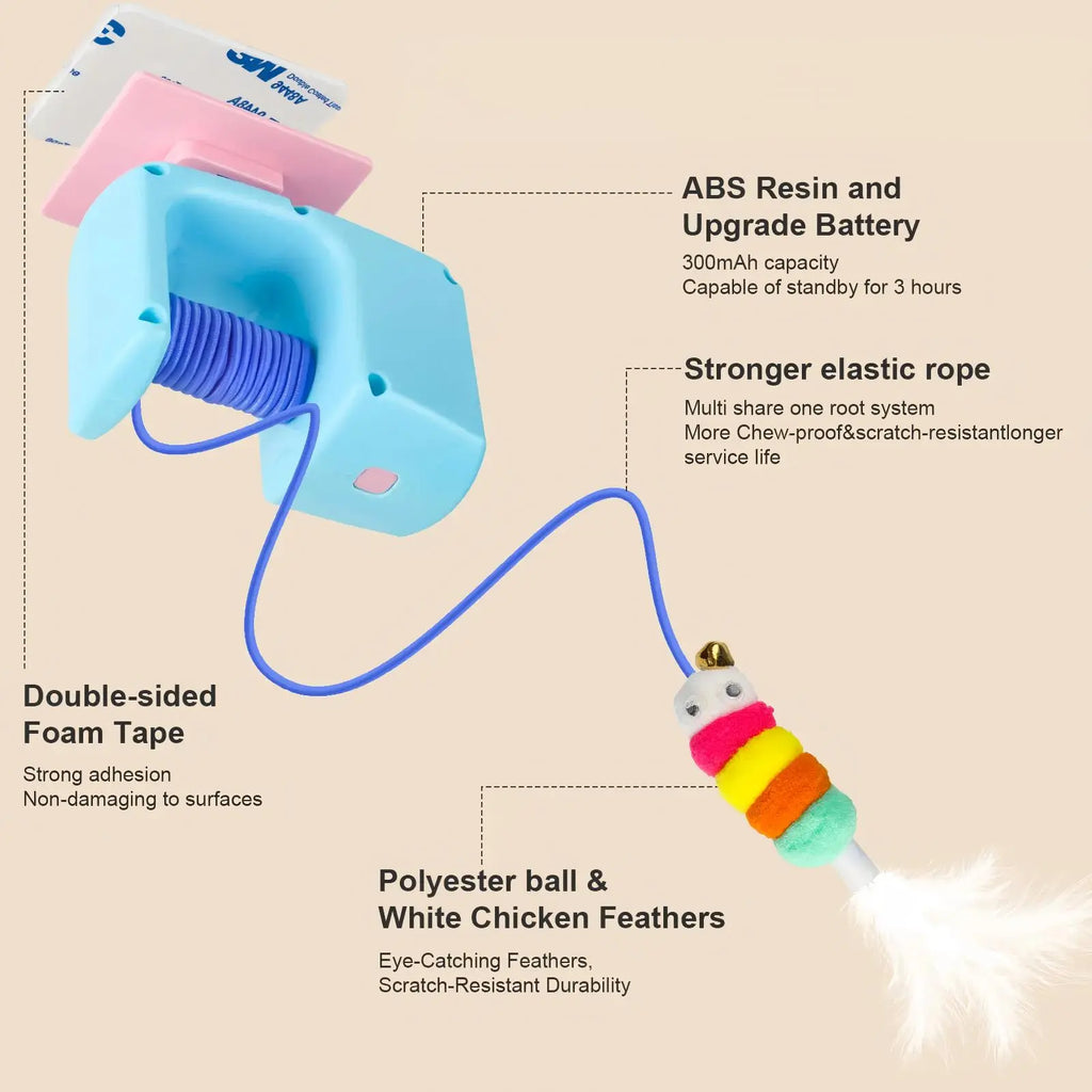 Interactive Retractable Bungee Cat Toy - Automatic USB Rechargeable Hanging Door Teaser for Indoor Play and Exercise, Perfect for Boredom Relief and Pet Training