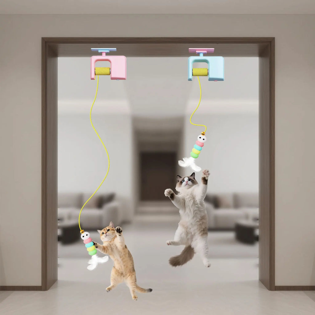 Interactive Retractable Bungee Cat Toy - Automatic USB Rechargeable Hanging Door Teaser for Indoor Play and Exercise, Perfect for Boredom Relief and Pet Training