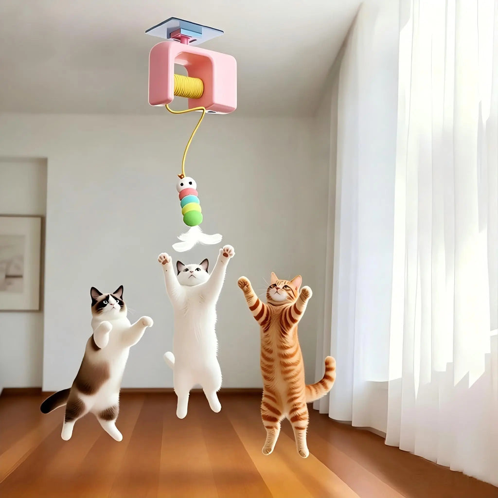 Interactive Retractable Bungee Cat Toy - Automatic USB Rechargeable Hanging Door Teaser for Indoor Play and Exercise, Perfect for Boredom Relief and Pet Training